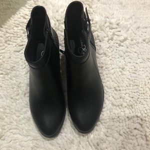Black boots faux leather